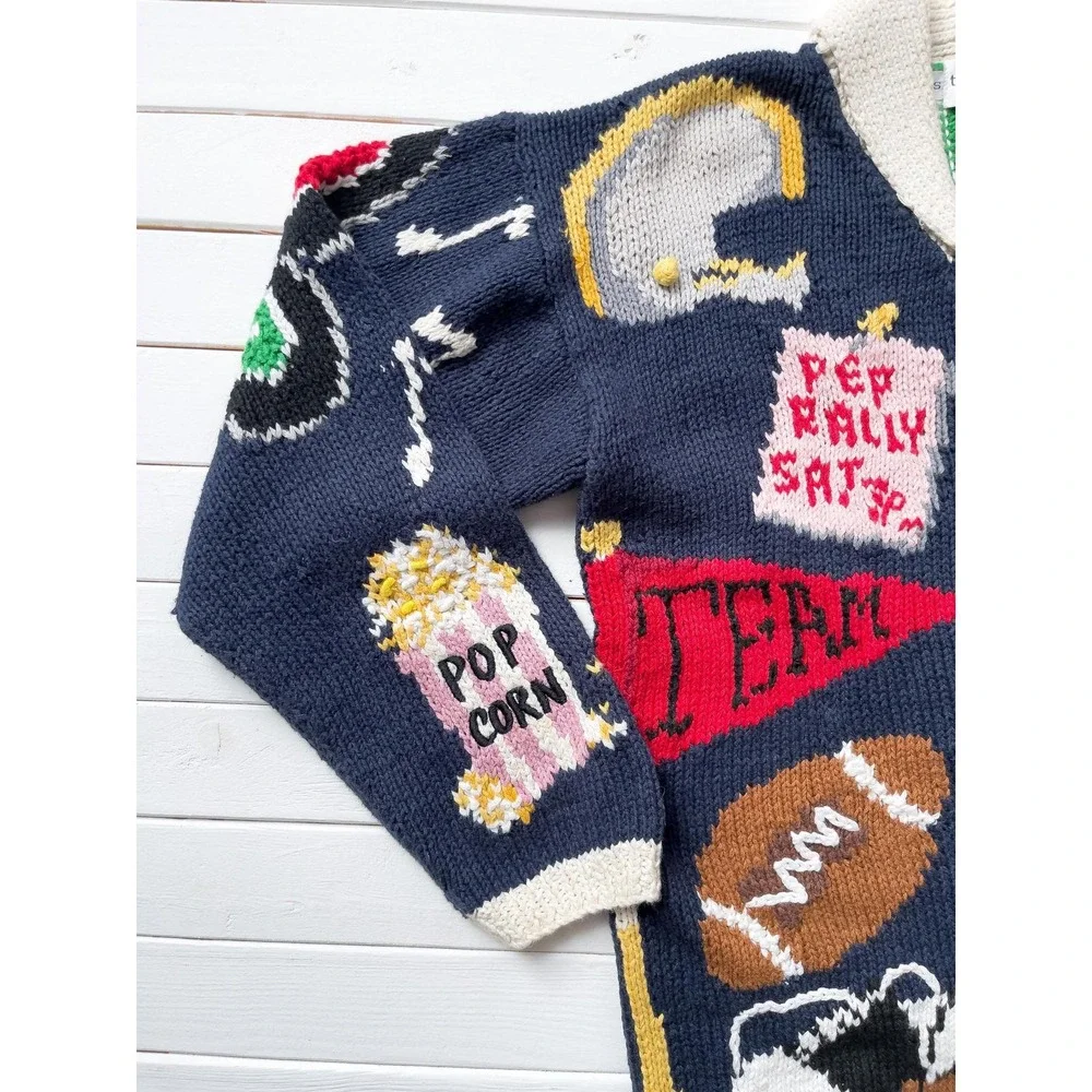 school teacher sweater‎ vtg Eagle's Eye football cheerleader letterman cardigan - Picture 2 of 6